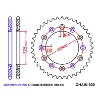 Supersprox 45 Tooth Steel Rear Sprocket for BETA RR125 2T Racing 2021