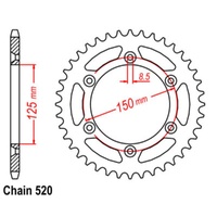 Supersprox  51 Tooth  Steel Rear sprocket for KTM 125 MX 1991-1994