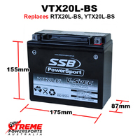 SSB 12V 400CCA 18AH VTX20L-BS Can Am Outlander MAX 1000 EFI 2015 AGM Battery YTX20L-BS
