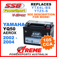SSB Yamaha YQ50 YQ 50 Aerox 2002-2004 12V 105CCA V-Spec Battery VTX4L-BS