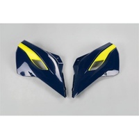 UFO White & Yellow Radiator Shrouds for Husqvarna TX 125 2014-2016