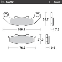 Moto Master Rear Ceramic Brake Pad for Kawasaki KR-1 250 1988-1989