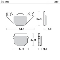Moto Master Rear Nitro Brake Pad for Cectek Gladiator EFI 500 2009-2010