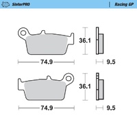 Moto Master Rear Racing GP Brake Pad for Kawasaki KLX 400 R, SR 2003-2006