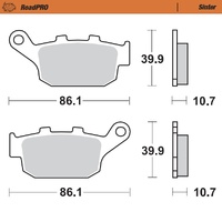 Moto-Master Rear Sintered Brake Pads for Buell S1 Whitelightning 1200 1998-2002