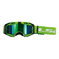 LS2 Hi-Vis Green Aura Pro Goggle With Iridium Lens