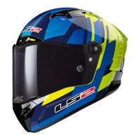 LS2 FF805C Thunder Carbon Helmet Gas Blue/Hi-Viz Yellow (L) Road Helmet