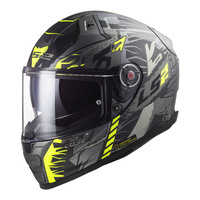LS2 FF811 Vector II (XL) Techbot Matte Titanium/Hi-Vis Yellow Road Helmet