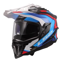 LS2 MX701C Explorer Carbon Frontier II Helmet White/Blue/Red (M)Adventure Helmet