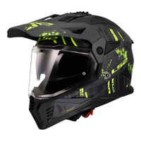 LS2 Pioneer II Crazy Helmet Matte Black/Grey/Hi-Vis Yellow L Adventure Helmet