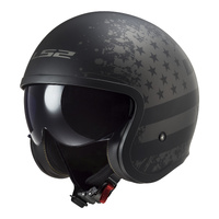 LS2 OF599 Spitfire II (XL) Matte Black Flag Helmet Road Helmet