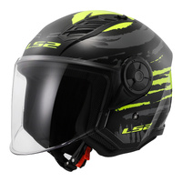 LS2 OF616 Airflow II (2XL) Brushed Black/Hi-Viz Yellow Road Helmet