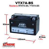 SSB 12V 150CCA 6AH VTX7A-BS Hyosung XRX125 2001-2006 V-Spec AGM Battery YTX7A-BS