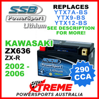 SSB 12V 290 CCA Kawasaki ZX636 ZX-R 2002-2006 LFP14H-BS Lithium Battery