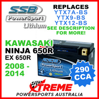 SSB 12V 290 CCA Kawasaki Ninja 650R EX650R 2008-2014 LFP14H-BS Lithium Battery