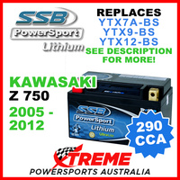 SSB 12V 290 CCA Kawasaki Z750 Z 750 2005-2012 LFP14H-BS Lithium Battery