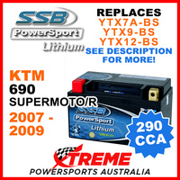 SSB 12V 290 CCA KTM 690 Supermoto/R 2007-2009 LFP14H-BS Lithium Battery