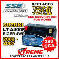 SSB 12V 290 CCA For Suzuki LR-A400F Eiger 4WD 2002-2007 LFP14H-BS Lithium Battery