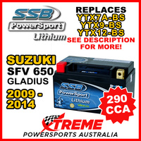 SSB 12V 290 CCA For Suzuki SFV650 Gladius 2009-2014 LFP14H-BS Lithium Battery