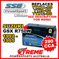 SSB 12V 290 CCA For Suzuki GSX-R750W GSX-R 750W 1992-1995 LFP14H-BS Lithium Battery