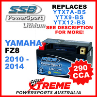 SSB 12V 290 CCA Yamaha FZ8 2010-2014 LFP14H-BS Lithium Battery