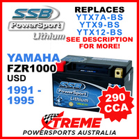 SSB 12V 290 CCA Yamaha FZR1000 USD 1991-1995 LFP14H-BS Lithium Battery
