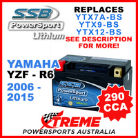 SSB 12V 290 CCA Yamaha YZF-R6 2006-2015 LFP14H-BS Lithium Battery