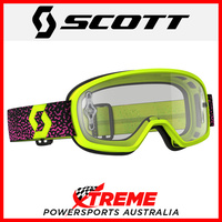 Scott Yellow/Pink Buzz MX Pro Goggles With Clear Lens Motocross Dirt Bike