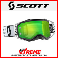 Scott Black/White Prospect Goggles With Green Chrome Lens Motocross Dirt Bike