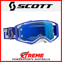 Scott White/Blue Prospect Goggles With Electric Blue Chrome Lens Motocross Bike