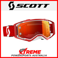 Scott White/Red Prospect Goggles With Orange Chrome Lens Motocross Dirt Bike