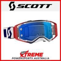 Scott Red/Blue Prospect Goggles With Electric Blue Chrome Lens Motocross Bike