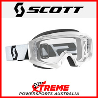 Scott White/Black Hustle X MX Goggles With Clear Lens Motocross Dirt Bike
