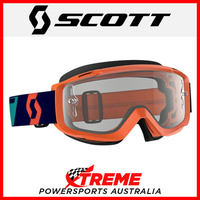 Scott Orange/Blue Split OTG Goggles With Clear Lens Motocross Dirt Bike