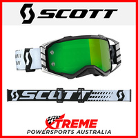 Scott Prospect Black/White Goggles With Green Chrome Lens MX Dirt Bike Motocross