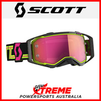 Scott Prospect Black/Yellow Goggles With Pink Chrome Lens MX Dirt Bike Motocross