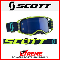 Scott Prospect Blue/Yellow Goggles With Electric Blue Chrome Lens MX Dirt Bike