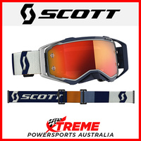 Scott Prospect Grey/Dark Blue Goggles With Orange Chrome Lens MX Dirt Bike