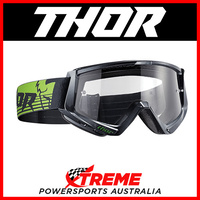 Thor Conquer Gunmetal/Green Goggles With Clear Lens MX Eyewear Motocross Bike