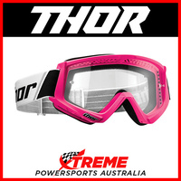 Thor Combat Fluorescent Pink/Black Goggles With Clear Lens MX Eyewear Motocross