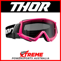Thor Combat Sand Fluorescent Pink Goggles With Grey Smoke Lens MX Eyewear Bike