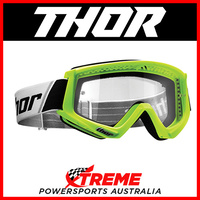 Thor Combat Youth Fluorescent Green Goggles With Clear Lens MX Eyewear Motocross