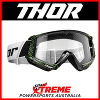 Thor Combat Cap Black/Lime Goggles With Clear Lens MX Eyewear Motocross Bike Pro