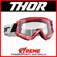 Thor Combat Cap Red/White Goggles With Clear Lens MX Eyewear Motocross Bike Pro