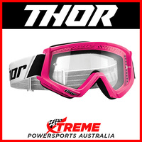 Thor Combat Youth Fluorescent Pink Goggles With Clear Lens MX Eyewear Motocross