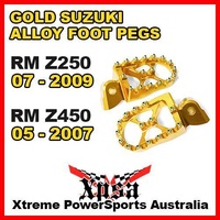 ALLOY FOOT PEGS For Suzuki RM Z250 RMZ250 07-2009 RMZ450 Z450 05-2007 GOLD MX DIRT