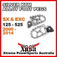 ALLOY FOOT PEGS KTM SX EXC 125 250 300 450 520 525 2000-2014 SILVER MX DIRT BIKE