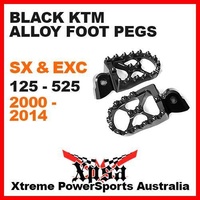 ALLOY FOOT PEGS KTM SX EXC 125 250 300 450 520 525 2000-2014 BLACK MX DIRT BIKE