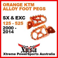 ALLOY FOOT PEGS KTM SX EXC 125 250 300 450 520 525 2000-2014 ORANGE MX DIRT BIKE