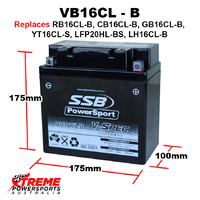 SSB 12V 385CCA 19AH VB16CL-B Kawasaki KLF250 KLF 250 Bayou 2003-2011 V-Spec AGM Battery RB16CL-B